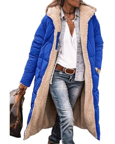 Luadnysin Wintermantel Damen Lang Sherpa Fleece Reversibel Winterjacke Steppmantel Warm Daunenmantel übergangsjacke Herbst&Winter Wollmantel Softshellmantel Steppweste Teddy Mantel Jacke Damen von Luadnysin