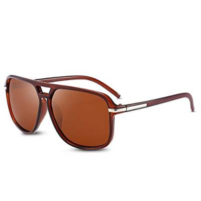 LumiSyne Herren Polarisiert Fahren Sonnenbrille Ultra Leicht Doppelte Brücke Quadratische Sonnenbrille UV 400 Schutz Sport im Freien Brillen Geschenkbox Braun von LumiSyne