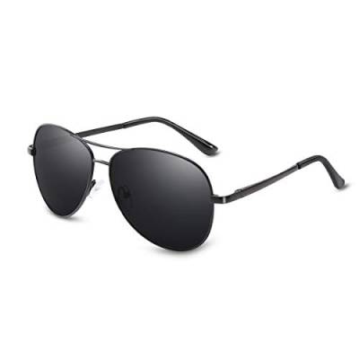 LumiSyne Herren Retro Polarisierte Sonnenbrille,Klassik Metallrahmen Fahren Gläser,Farblinsen mit Vollrand Rahmen,Draussen Reise UV 400 Schutz von LumiSyne