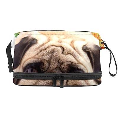 Makeup-Reisekoffer Tier Mops Hund wasserdichte Reißverschlusstasche Reise-Kosmetik-Organizer Für Frauen von Lurnise