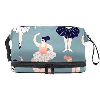 Tragbare Kosmetiktasche Ballerina Balletttänzerin Mädchen Reisekosmetiktasche Leder Makeup Kosmetikkoffer Wasserdicht von Lurnise