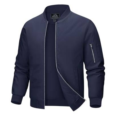 MAGCOMSEN Bomberjacke Dünn Herren Sommerjacke Leichte College Jacke Frühling Übergangsjacke für Männer, Navy, S von MAGCOMSEN