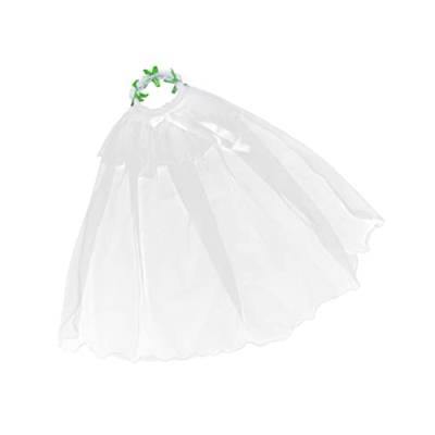 MAGICLULU 1stk Schleier Für Blumenmädchen Haarkranz Für Kinder Mädchen Stirnbänder Girlandenschleier Für Kinder Herzförmige Kuchenformen Hochzeit Braut Weiß Haarschmuck von MAGICLULU