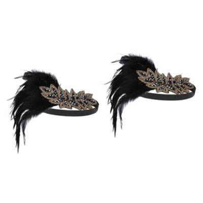 MAGICLULU 2St Hochzeits-Feder-Stirnband schwarze Stirnbänder für Frauen Vintage-Accessoires brauthaatschmuck brauthaarschmuk elastische Haargummis Haarschmuck für die Hochzeit Haarband Schal von MAGICLULU