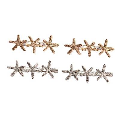 MAGICLULU 4 Stück Haarnadel Für Frauen Haarschmuck Strand Haarnadel Haarspangen Aus Kristall Wandgitter Aus Draht Strass-kopfschmuck Muschel-haarspangen Frisur Kleid Damen Seitenclip Mädchen von MAGICLULU