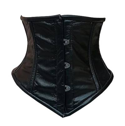 MDL FASHION Women Leather Corset Belt, Black Leather Underbust Waspie Waist Cincher Steel Boned Short Corset C8419L (M) von MDL FASHION
