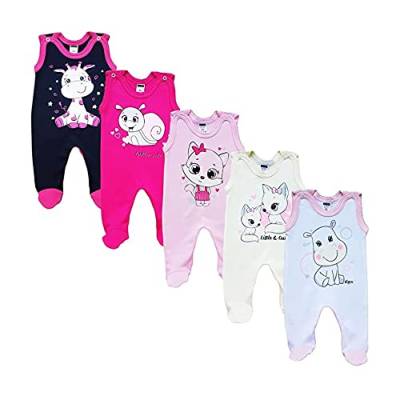 MEA BABY Unisex Baby Strampler mit Aufdruck aus 100% Baumwolle im 5er Pack. Baby Strampler für Mädchen Baby Strampler für Jungen (62, Mädchen 3) von MEA BABY