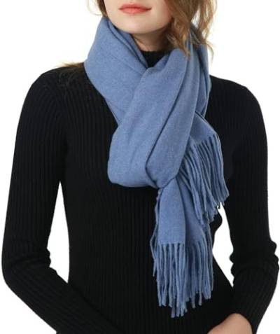 MEANBEAUTY Damen-Schal Kaschmir-Gefühl Schal Winter Pashmina Hochzeit Party Wickeltuch große Deckenschals-Blau von MEANBEAUTY