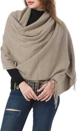 MEANBEAUTY Damen-Schal Kaschmir-Gefühl Schal Winter Pashmina Hochzeit Party Wickeltuch große Deckenschals-Hellbraun von MEANBEAUTY