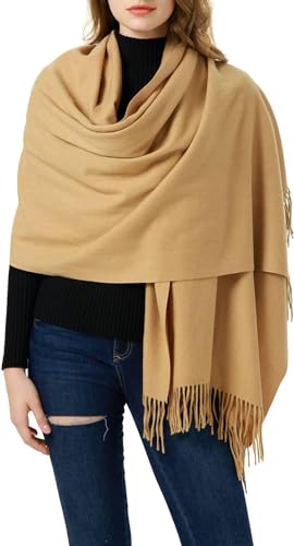 MEANBEAUTY Damen-Schal Kaschmir-Gefühl Schal Winter Pashmina Hochzeit Party Wickeltuch große Deckenschals-Kamel von MEANBEAUTY