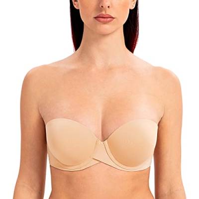 MELENECA Damen Push-Up Trägerlos BH - Bügel BH mit geformte Cups Sonnenkuss 85D von MELENECA