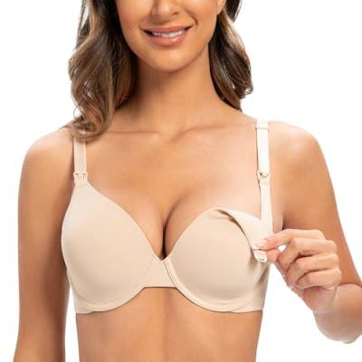 MELENECA Damen Still BH Vollschalen mit Bügel Grosse Grössen Stillen Schwangerschafts Hell beige-Konvertieren 85G von MELENECA