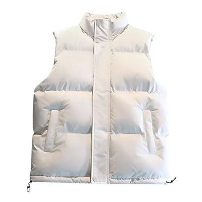 MGSFGlk Daunenweste Herren Thermoweste Dicke Jacke Weste Leichte Stehkragen Daunenweste Elegant Daunenmantel Winterjacke Jacket Ärmellose Puffer Softshelljacke Weiße Regenjacke Herrenweste Neujahr von MGSFGlk