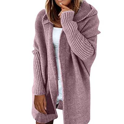 MICKURY Sweatjacken Pullover Damen Herbst Mantel kariert Strickjacke damens Katzen Pullover blitzangebote Heute Halloween Pullover Pullover Weihnachten Damen Cardigan beige(c-Violett,S) von MICKURY