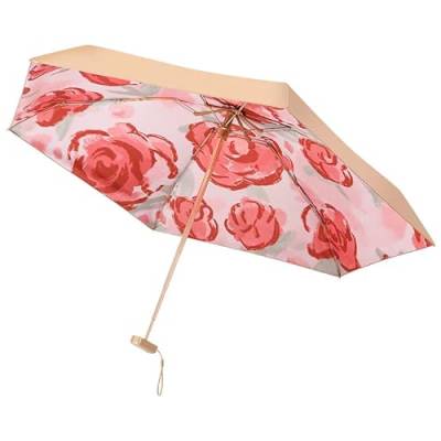 MIEDEON Kreative Regenschirm UV Schutz Umbrella Sonnenschirm Faltbarer Elegant Sonnenschirm Tragebar Regenschirm Taschenschirm (Rosa,5.5In) von MIEDEON