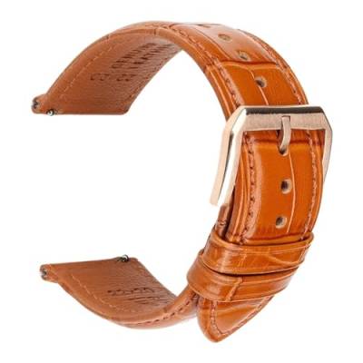 Jeniko Mode Braun Schwarz Leder Uhrenarmband 18mm 20mm 22mm 24mm Männer Frauen Armband Schmetterling Schnalle Uhr Band Armband (Color : Light Brown RG, Size : 22mm) von MILNBJK