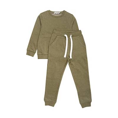 MINYMO Unisex Kids Sweat Set (2-pcs) Shirt, Dark Olive, 152 von MINYMO