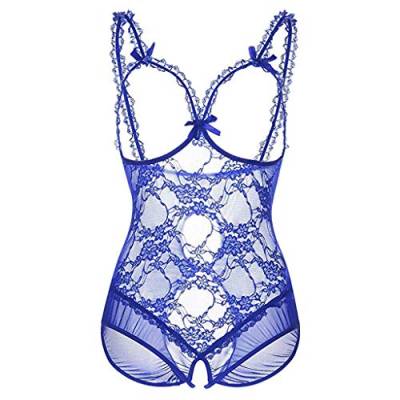 MJIQING Damen Transparent Mesh Body Ärmellos Bodysuit Öffener Schritt Unterhemd Brustfrei Erotik Lingerie Babydoll Dessous Clubwear von MJIQING