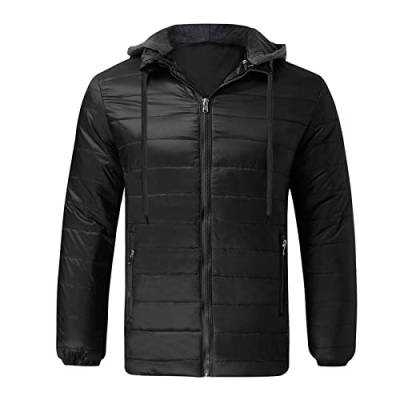 Winterjacke Herren Lang Parka Softshelljacke Stehkragen Thermojacke mit Kapuze Ultra-Leichte Jacke Reißverschluss Hybridjacke Herrenjacke Kapuzenpullover Isolationsjacke Atmungsaktive Funktionjacke von MKIU9