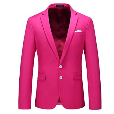 Herren-Anzugjacke Slim Fit Sport Mäntel Blazer für Alltag Business Hochzeit Party, hot pink, 50 von MOGU