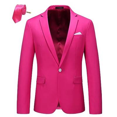 Herren Blazer Slim Fit Sport Mäntel 23 Farben für den täglichen Gebrauch und Party, hot pink, 46 von MOGU