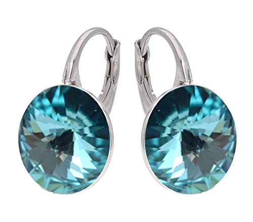 Rivoli Ohrringe Österreichische Zirkonia 925 Silber - Schmuck für Frauen und Mädchen - Hängeohrringe Ideal für Geschenke für Frauen (Turquoise) von MŚ 1997 MENNICA ŚWIDNICKA