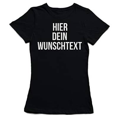 Damen Frauen T-Shirt mit Wunschtext - Selber gestalten mit dem Amazon T Shirt Designer - Tshirt Druck - Shirt Designer Rundhals Damen T-Shirt-Black-m von Ma2ca