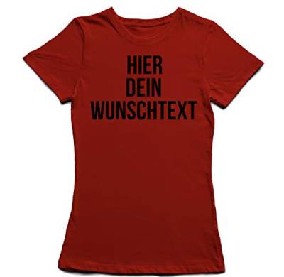 Damen Frauen T-Shirt mit Wunschtext - Selber gestalten mit dem Amazon T Shirt Designer - Tshirt Druck - Shirt Designer Rundhals Damen T-Shirt-red-m von Ma2ca