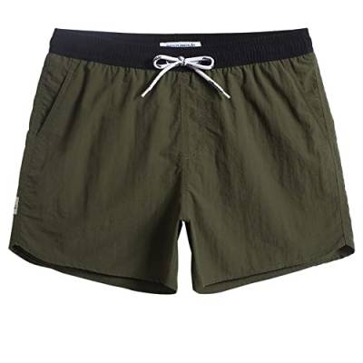 MaaMgic Nylon Badehose für Herren Schnelltrocknend Badeshorts Kurz Beachshorts für Strand und Wassersport,Olivgrün,XXL von MaaMgic