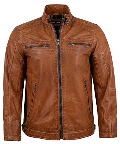 Maddox - Herren Lederjacke Lammnappa Cognac Größe 54 von Maddox