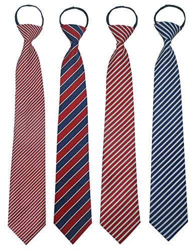 Maeau Krawatte Reißverschluss Herren Krawatte Gestreift Vorgebunden Verstellbar Krawatte Casual Business Schule Rot Weinrot Blau Marineblau Krawatten Schlips 4 Stück Krawatte Schmal 48 x 8 cm, 01 von Maeau