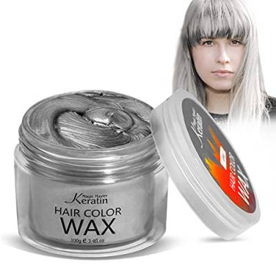 Haarfarbe Wachs, Magic Master Keratin Temporäre Frisur Creme Instant farbiger Ton für Männer und Frauen Party, Festival, Cosplay(Grau) von Magic Master Keratin