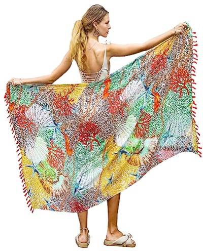 Mandala Life ART Damen Sarong, Pareo,Bikini Vertuschen, Strandtuch,Wickelrock, TapisserieWickeltuch Schal Halstuch - Hochwertiger Rayon - Weich und Leicht von Mandala Life ART