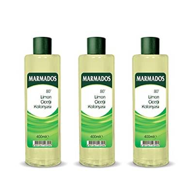 3x 400ml Marmara Marmados Limon Kolonya 80° | Lemon Eau de Cologne | After Shave | Rasierpflege | Rasierwasser | Duftwasser mit Zitronenduft von Marmara