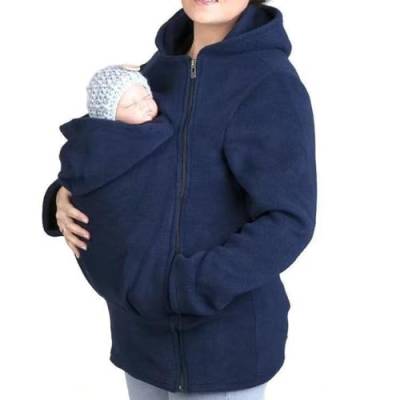 Mdrcg 3 in 1 Tragejacke Umstandsjacke für Mama und Baby Winter,Damen Langarm Umstandsjacke Warm Tragepullover mit Babyeinsatz,Blau,S von Mdrcg