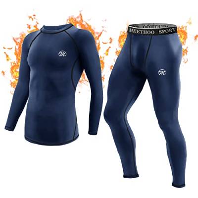 MeetHoo Thermounterwäsche Herren, Funktionsunterwäsche Set Funktionswäsche Thermo Skiunterwäsche Thermowäsche Base Layer Unterhemd Unterhose für Laufen von MeetHoo