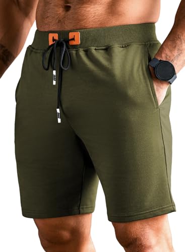 Meilicloth Freizeithose Kurze Hosen Herren Bermuda Shorts for Men Sommer Elastischer Bund Loungewear Männer Grüne Jogginghose Kurz Herren mit 3 Taschen Grün L von Meilicloth