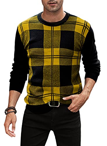 Meilicloth Pullover Herren Winter Rundhals Winterpullover Basic Strickpullover Feinstrick Sweaters Kaschmir Wollpullover Casual Langarmshirts Pullover Männer Pulli GelbXL von Meilicloth