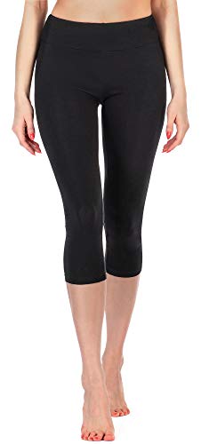 Merry Style Damen Leggings Fitnesshose 3/4 aus Viskose MS10-220 (Schwarz, S) von Merry Style