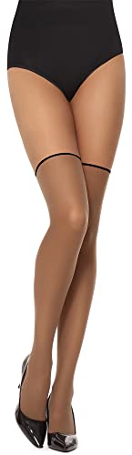 Merry Style Damen Strumpfhose Muster Overknee Optik mit Schleifen MSSST003 (Avana Schwarz, L) von Merry Style