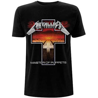 Metallica Herren Master of Puppets Cross_Men_bl_ts: S T-Shirt, Schwarz (Black Black), Small von Metallica