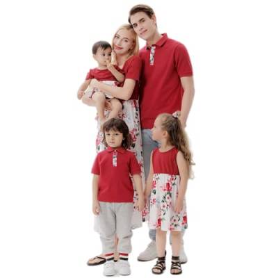 Familien Outfit Mama Tochter Partnerlook Kleidung Freizeitkleidung Florale Sommer-Familienoutfits V Ausschnitt Maxikleider Vater und Sohn T-Shirts Kurzärmelig （Herren，XXL） von Meufam