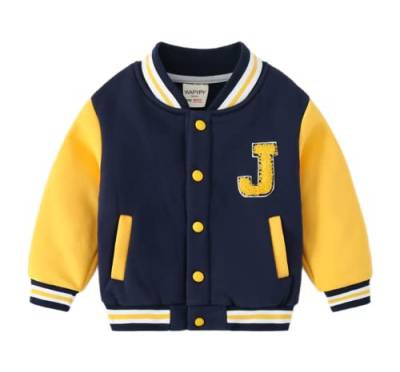 Jungen Baby College Jacke Beiläufig Stilvoll Frühling Herbst Jeans Sweatjacke Baseball Coats Vintage Mantel Kinder (Navy,100/2-3 Y) von Meufam
