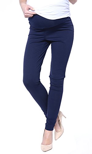 Mija - Elegante Damen Slim Umstandshose mit Bauchband 1046 (EU40 / L, Marineblau) von Mija Arts