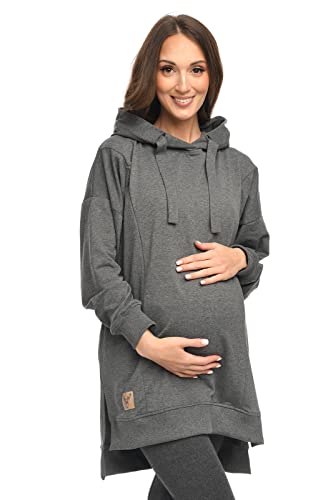 MijaCulture Umstandsmode 2in1 Stillpullover & Umstandspullover Stillpulli Aurelia M011 (XXL, Graphite) von MijaCulture