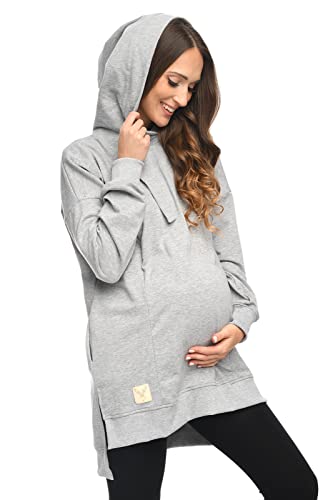 MijaCulture Umstandsmode 2in1 Stillpullover & Umstandspullover Stillpulli Aurelia M011 (XXL, Melange) von MijaCulture