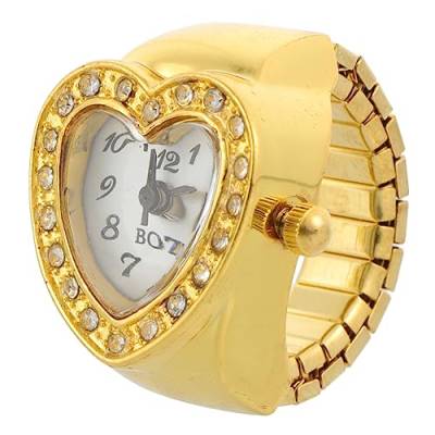 Mikikit Ringuhren Vintage Kristall Schmuck Ring Strass Runde Giftgoldene Damen Diamant Geburtstag Uhr Timing Finger Zahl Hochzeit Für Mini Genaue Bewegung Mütter Form von Mikikit