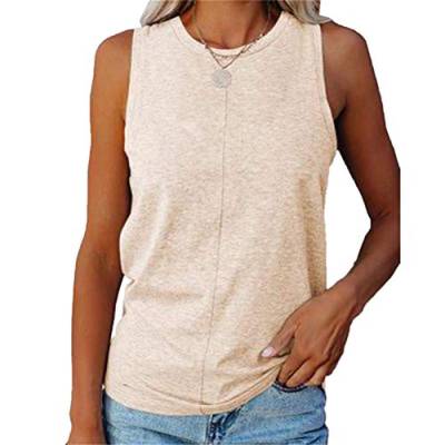 Minetom Damen Top Einfarbig Tank Top Ärmellose Sommer Shirt Lose Bluse Dame Tops Hemd Oberteile Khaki M von Minetom