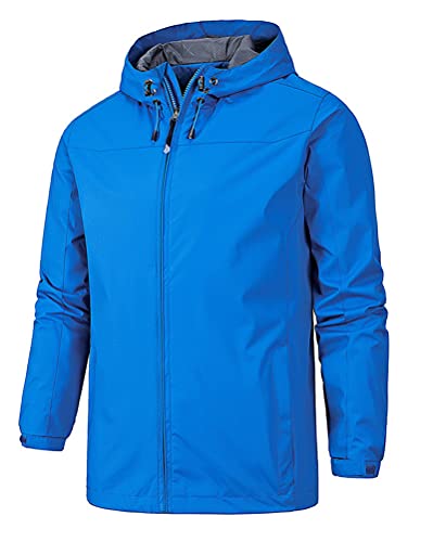 Minetom Herren Softshelljacke Wasserdicht Sommer Herbst Frühling Dünn Outdoor Atmungsaktiv Funktionsjacke Sport Wanderjacke Jacke Mantel Mit Kapuze B Blau L von Minetom