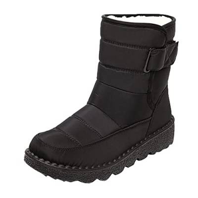 Minetom Winterstiefel Damen Gefüttert Wasserdicht Winterschuhe Flach Rutschfeste Warme Schneestiefel Leicht Kurze Stiefel Winter Stiefel Schlupfstiefel Walkingschuhe Boots 39 EU C Schwarz von Minetom